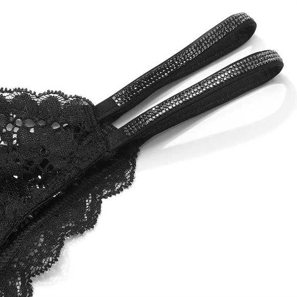 Victoria’s Secret Extra Large Black Twinkle Strap Lace Brazilian Panty - Picture 2 of 5